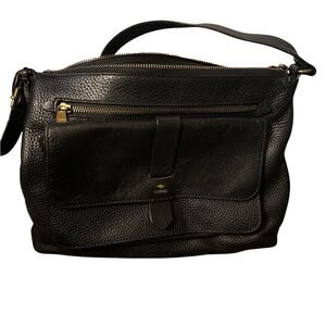 Fossil Kinley Black Leather Crossbody bag purse